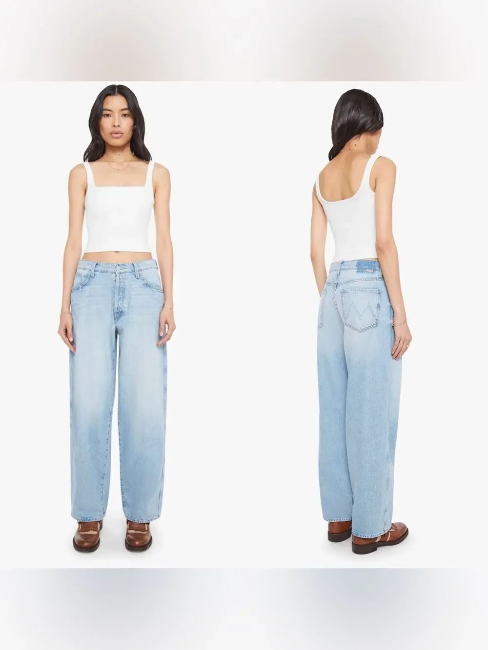 MOTHER The Delinquent Button Nerdy JEANS IN “This Is How I Roll” light wash